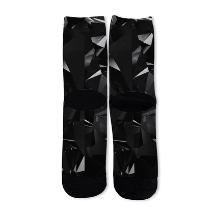 Black Diamond Print Long Socks