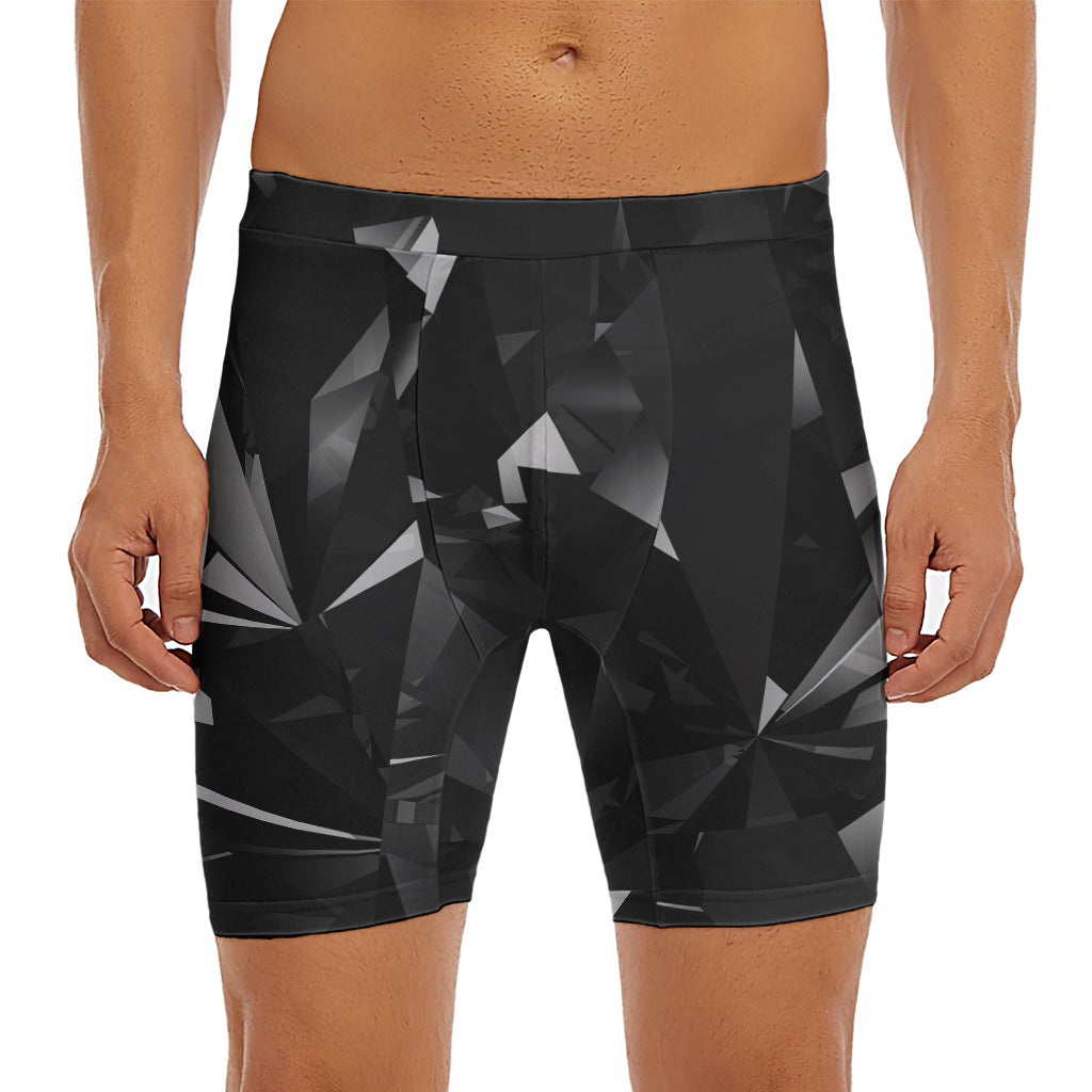 Black Diamond Print Men's Long Boxer Briefs