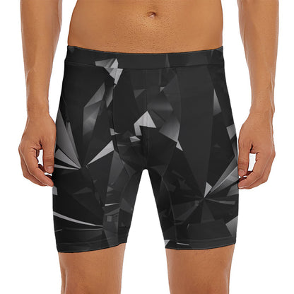 Black Diamond Print Men's Long Boxer Briefs