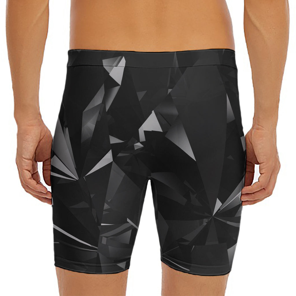 Black Diamond Print Men's Long Boxer Briefs