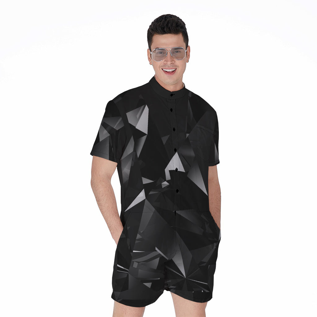 Black Diamond Print Men's Rompers