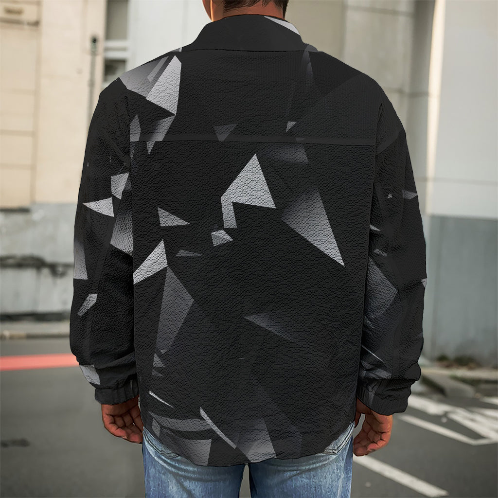 Black Diamond Print Men's Shirt Jacket