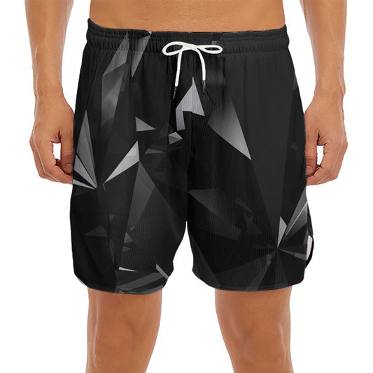 Black Diamond Print Men's Split Running Shorts