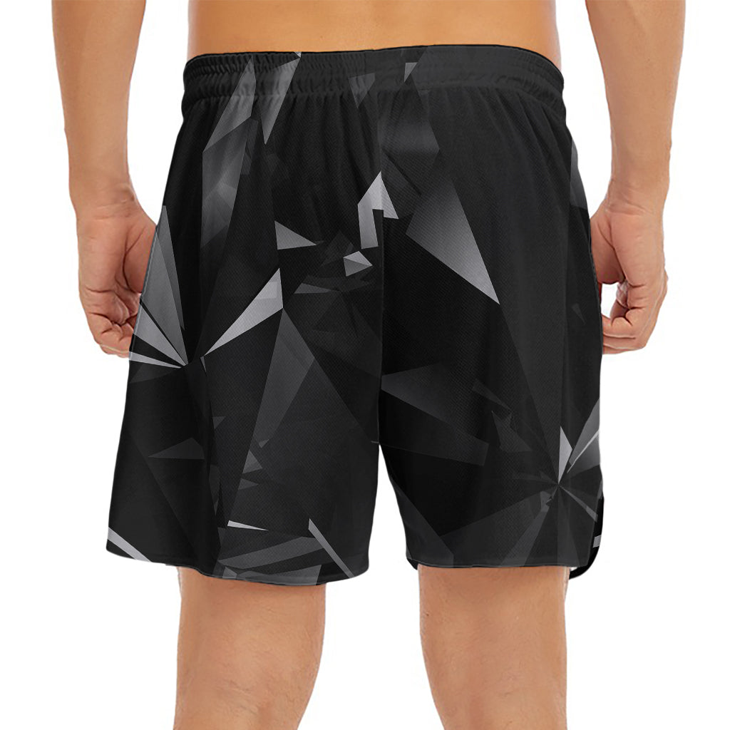 Black Diamond Print Men's Split Running Shorts