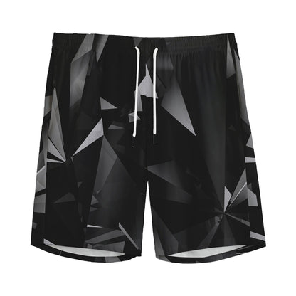 Black Diamond Print Men's Sports Shorts