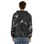 Black Diamond Print Men's Velvet Pullover Hoodie
