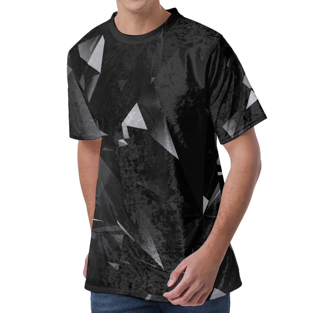 Black Diamond Print Men's Velvet T-Shirt