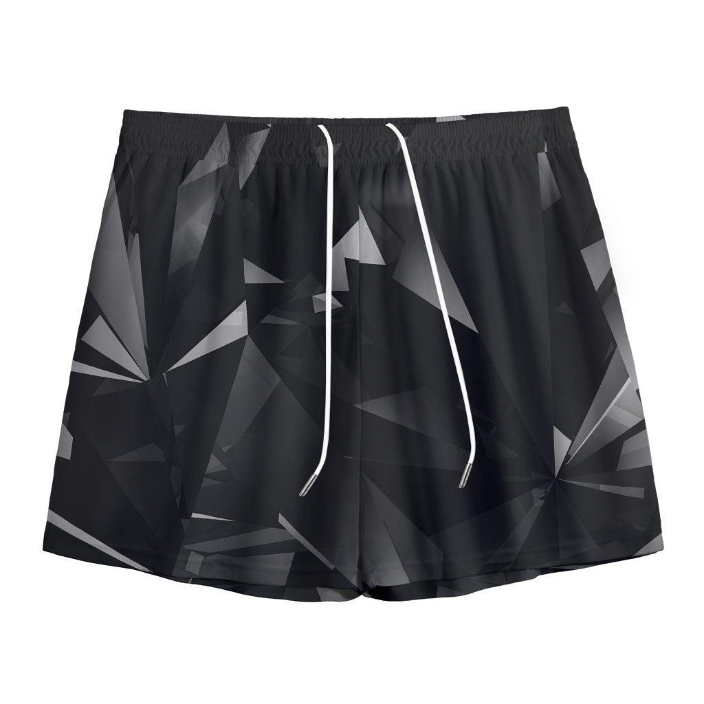 Black Diamond Print Mesh Shorts