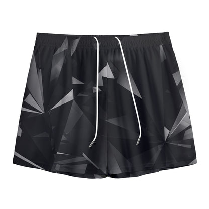 Black Diamond Print Mesh Shorts