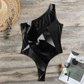 Black Diamond Print One Shoulder Bodysuit