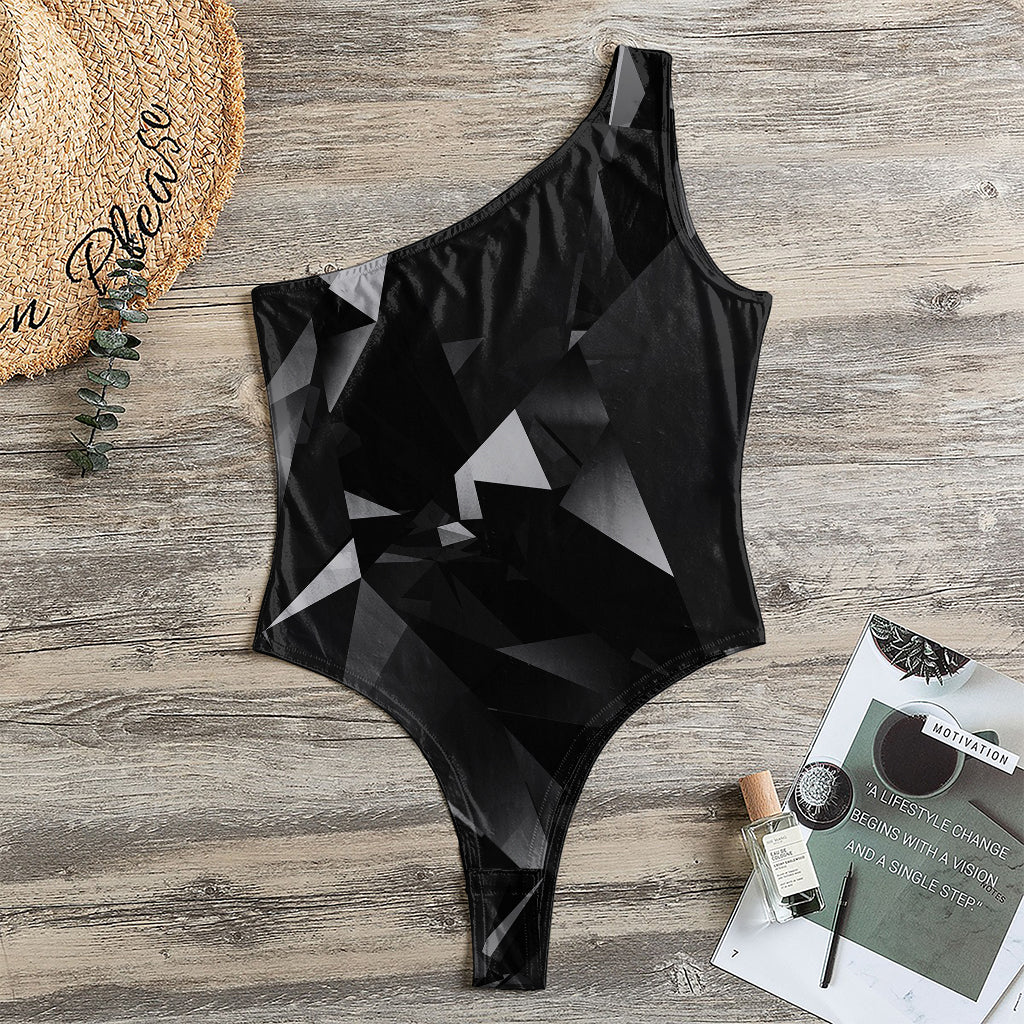 Black Diamond Print One Shoulder Bodysuit