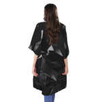 Black Diamond Print Open Front Beach Cover Up