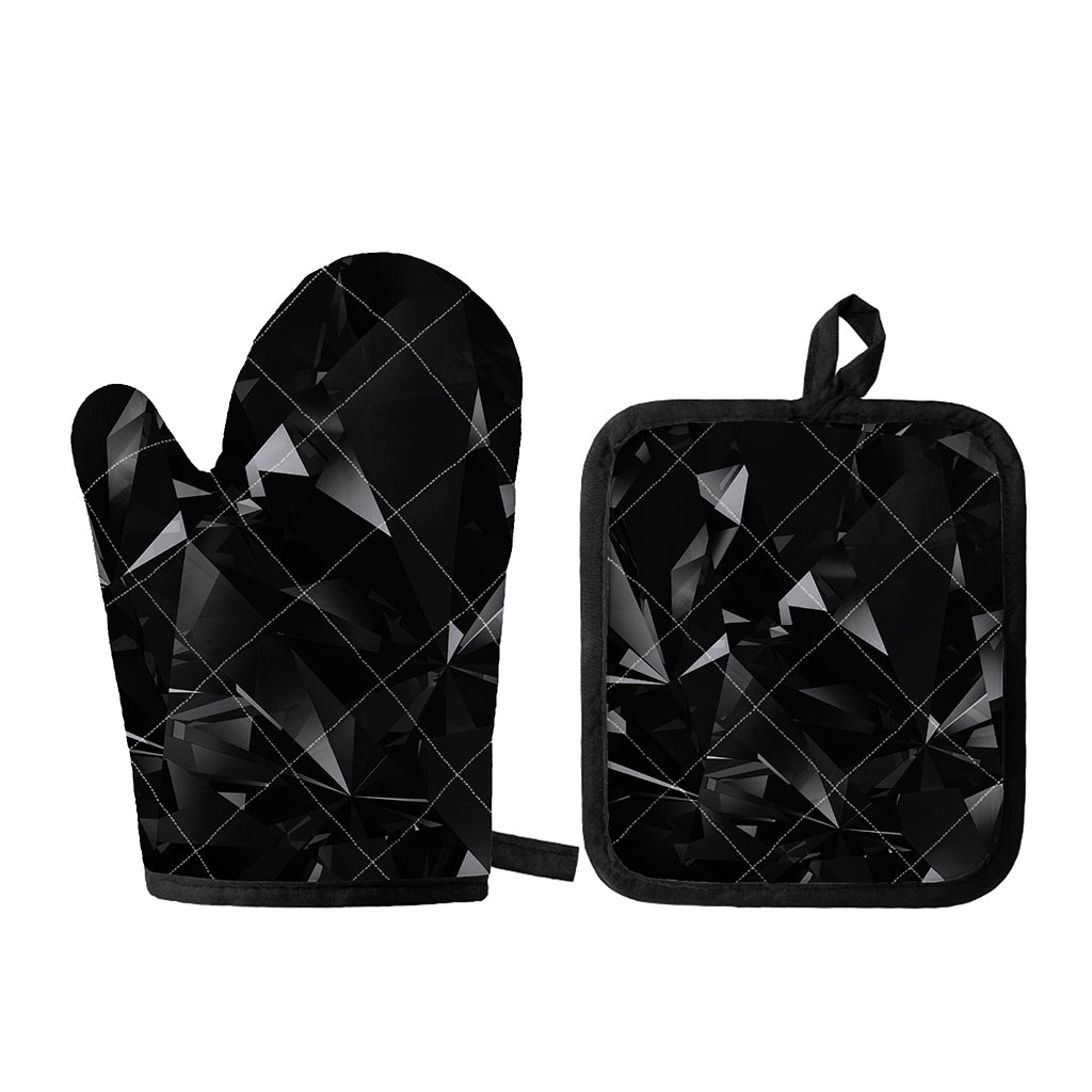 Black Diamond Print Oven Mitt And Pot Holder Set