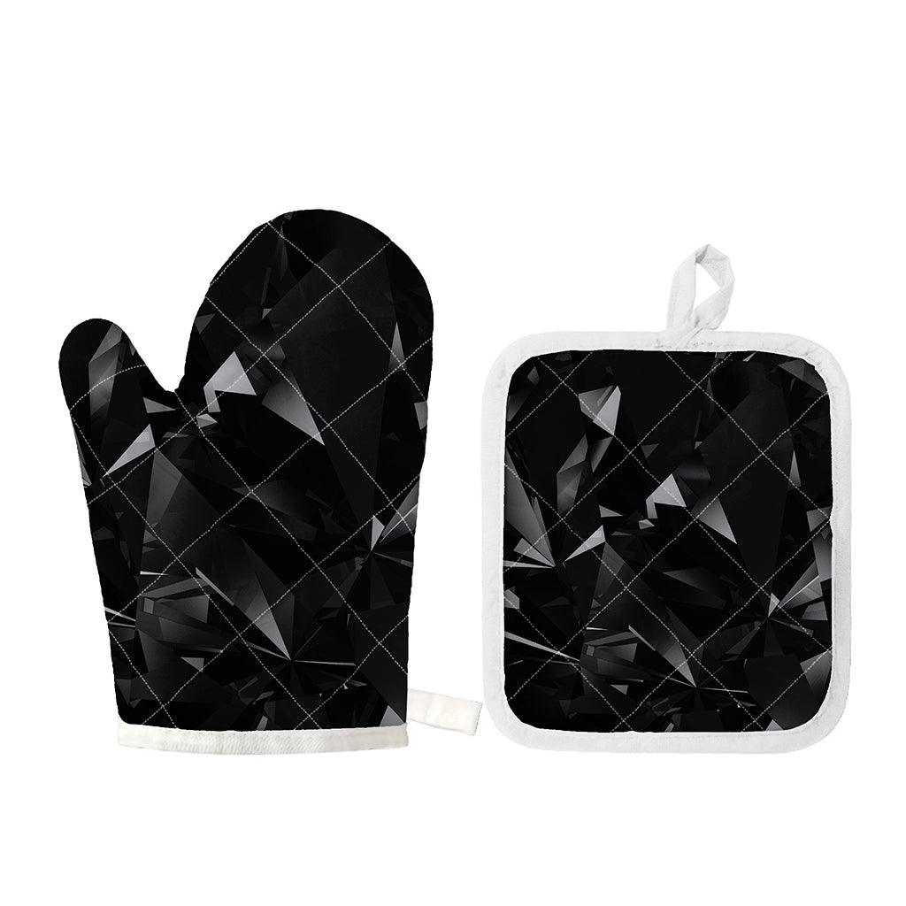 Black Diamond Print Oven Mitt And Pot Holder Set