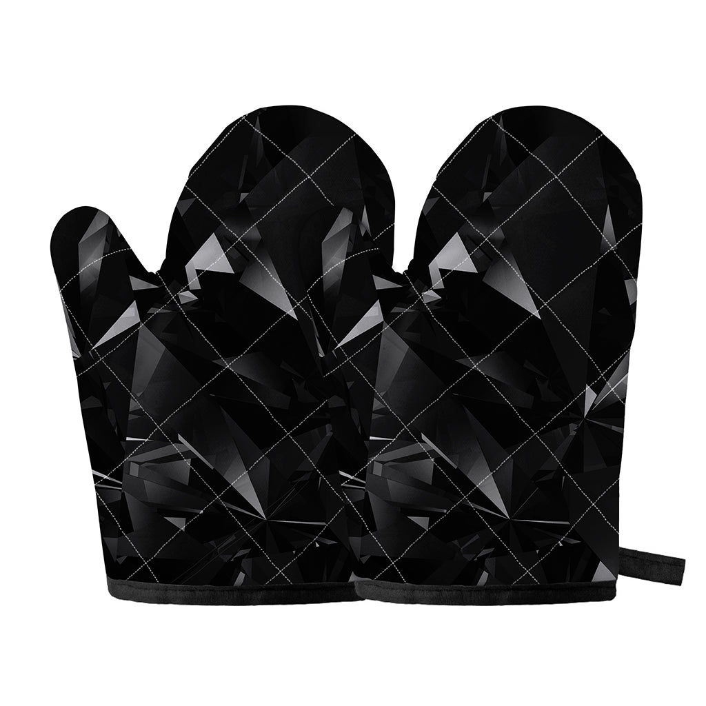 Black Diamond Print Oven Mitts