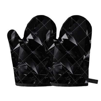 Black Diamond Print Oven Mitts