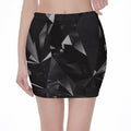 Black Diamond Print Pencil Mini Skirt