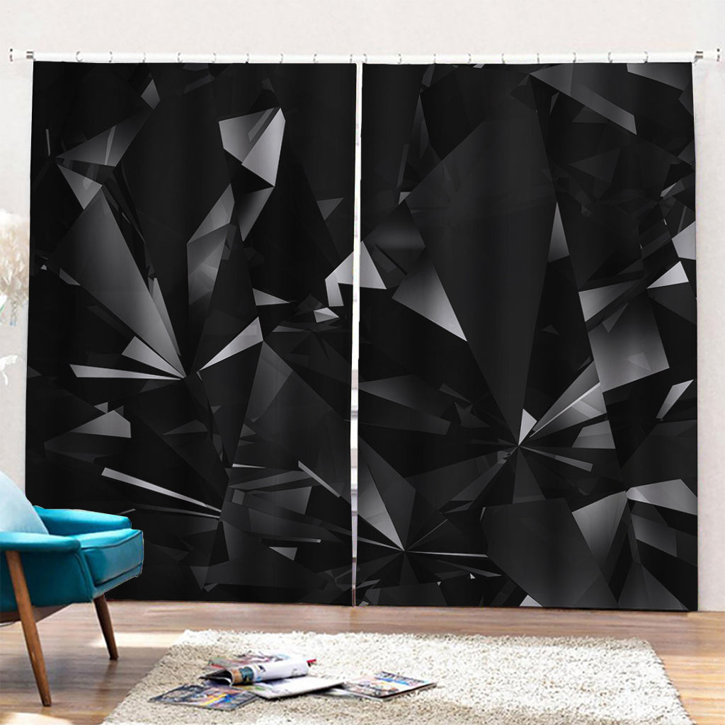 Black Diamond Print Pencil Pleat Curtains