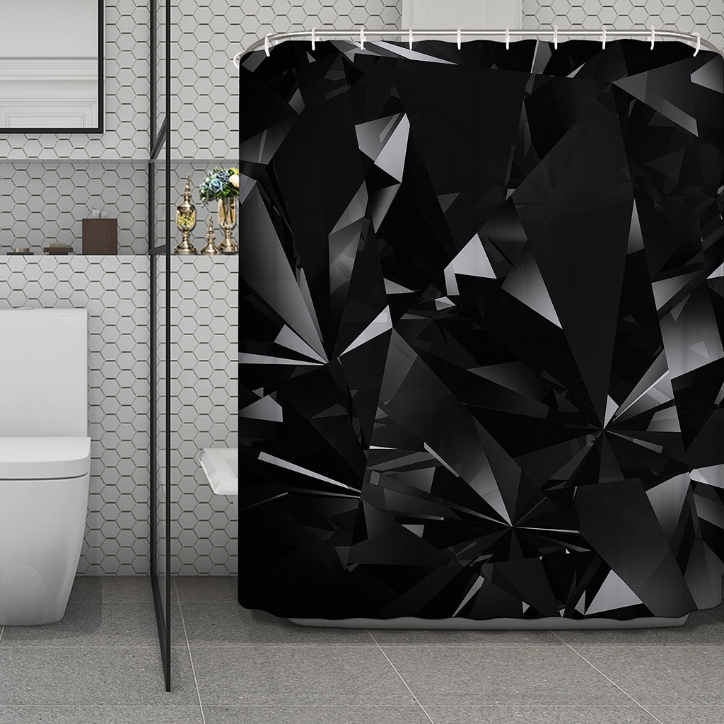 Black Diamond Print Polyester Shower Curtain