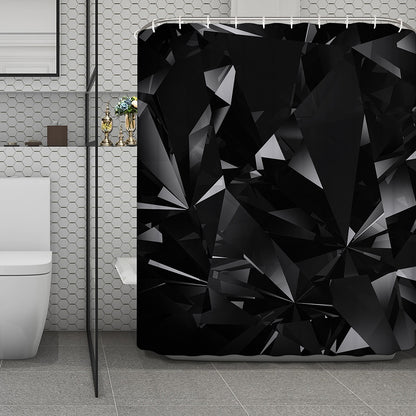 Black Diamond Print Polyester Shower Curtain