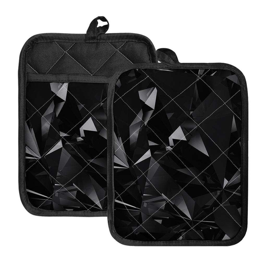 Black Diamond Print Pot Holders With Pocket