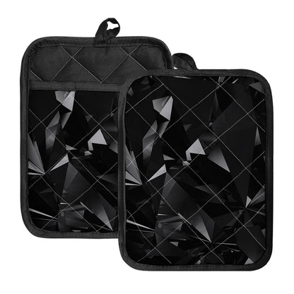 Black Diamond Print Pot Holders With Pocket