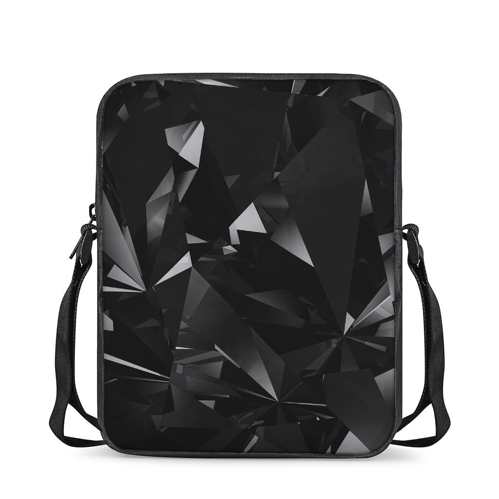 Black Diamond Print Rectangular Crossbody Bag