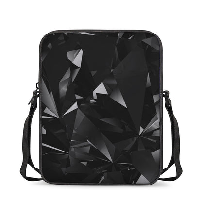 Black Diamond Print Rectangular Crossbody Bag