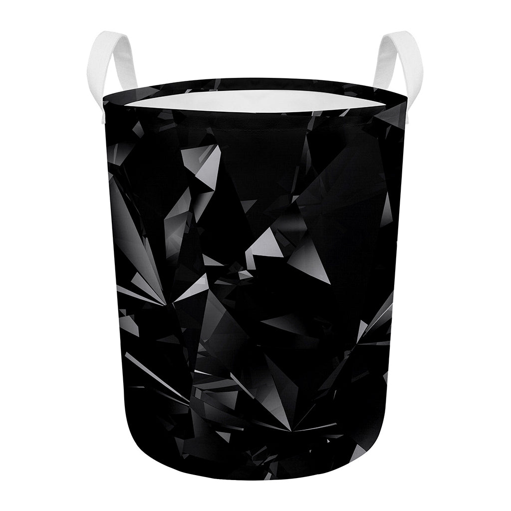 Black Diamond Print Round Laundry Basket