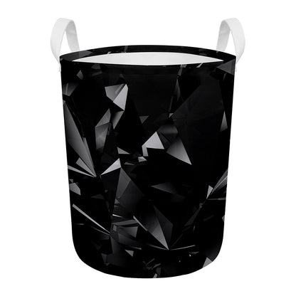 Black Diamond Print Round Laundry Basket
