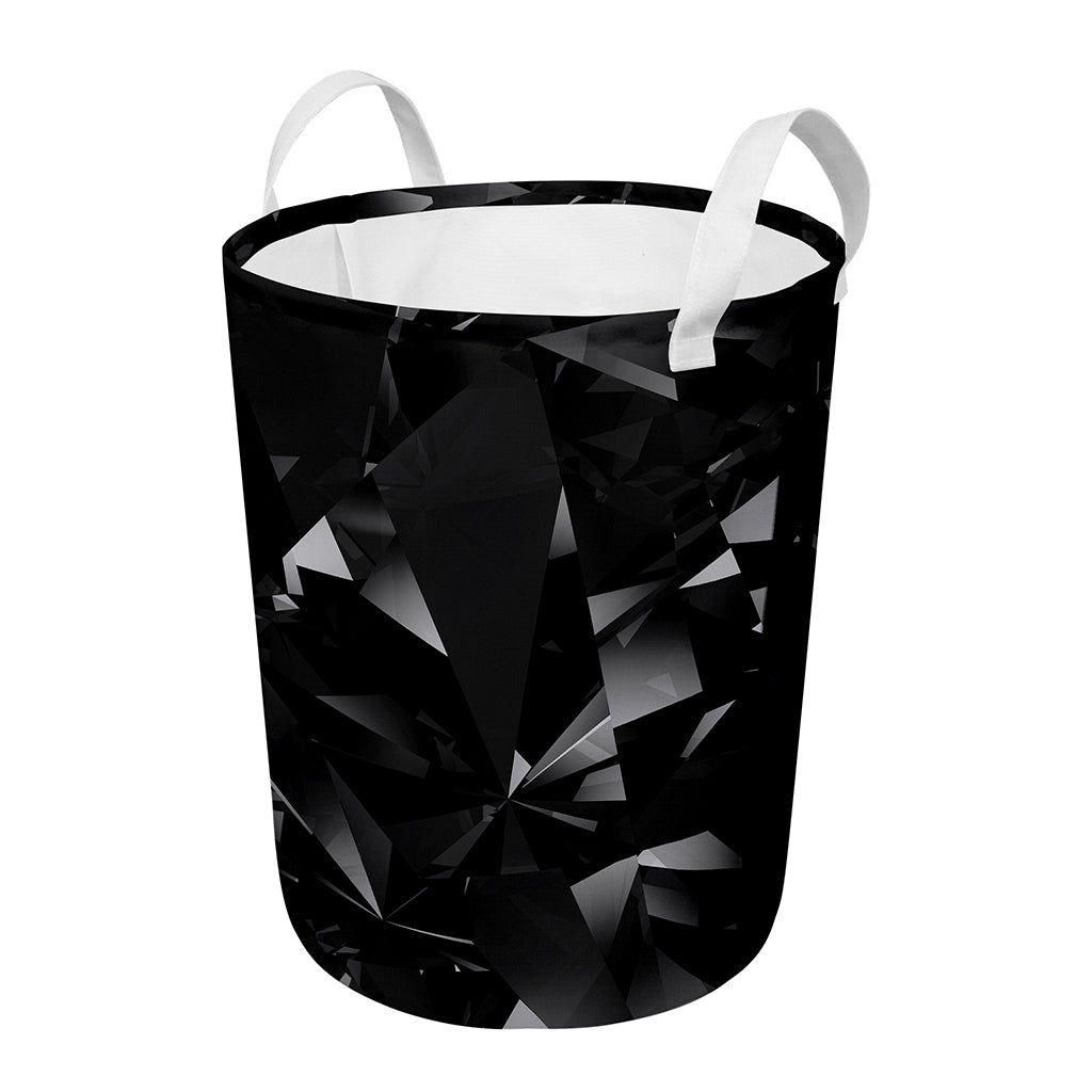 Black Diamond Print Round Laundry Basket