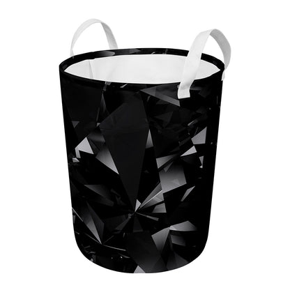 Black Diamond Print Round Laundry Basket
