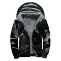 Black Diamond Print Sherpa Lined Zip Up Hoodie