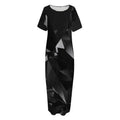 Black Diamond Print Short Sleeve Long Nightdress