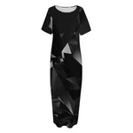 Black Diamond Print Short Sleeve Long Nightdress