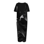 Black Diamond Print Short Sleeve Long Nightdress