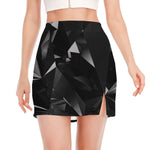 Black Diamond Print Side Slit Mini Skirt