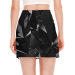 Black Diamond Print Side Slit Mini Skirt