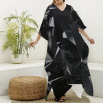 Black Diamond Print Silk V-Neck Kaftan Dress