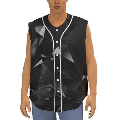 Black Diamond Print Sleeveless Baseball Jersey
