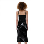 Black Diamond Print Slim Fit Midi Cami Dress