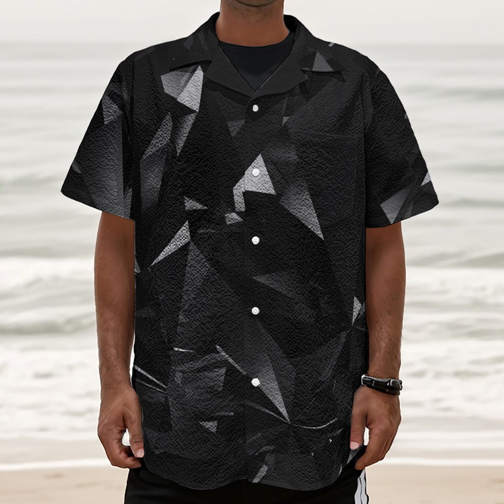 Black Diamond Print Textured Short Sleeve Shirt
