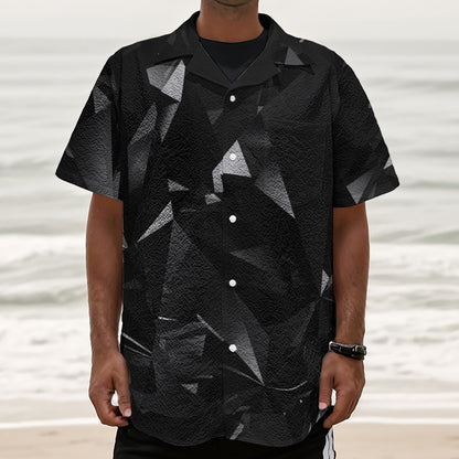 Black Diamond Print Textured Short Sleeve Shirt