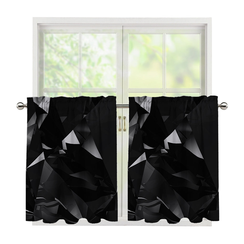 Black Diamond Print Tier Curtains