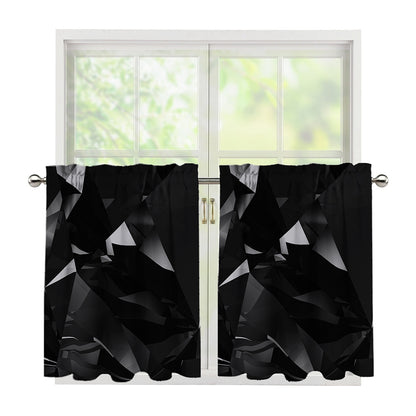 Black Diamond Print Tier Curtains