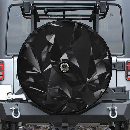 Black Diamond Print Tire Cover With Camera Hole