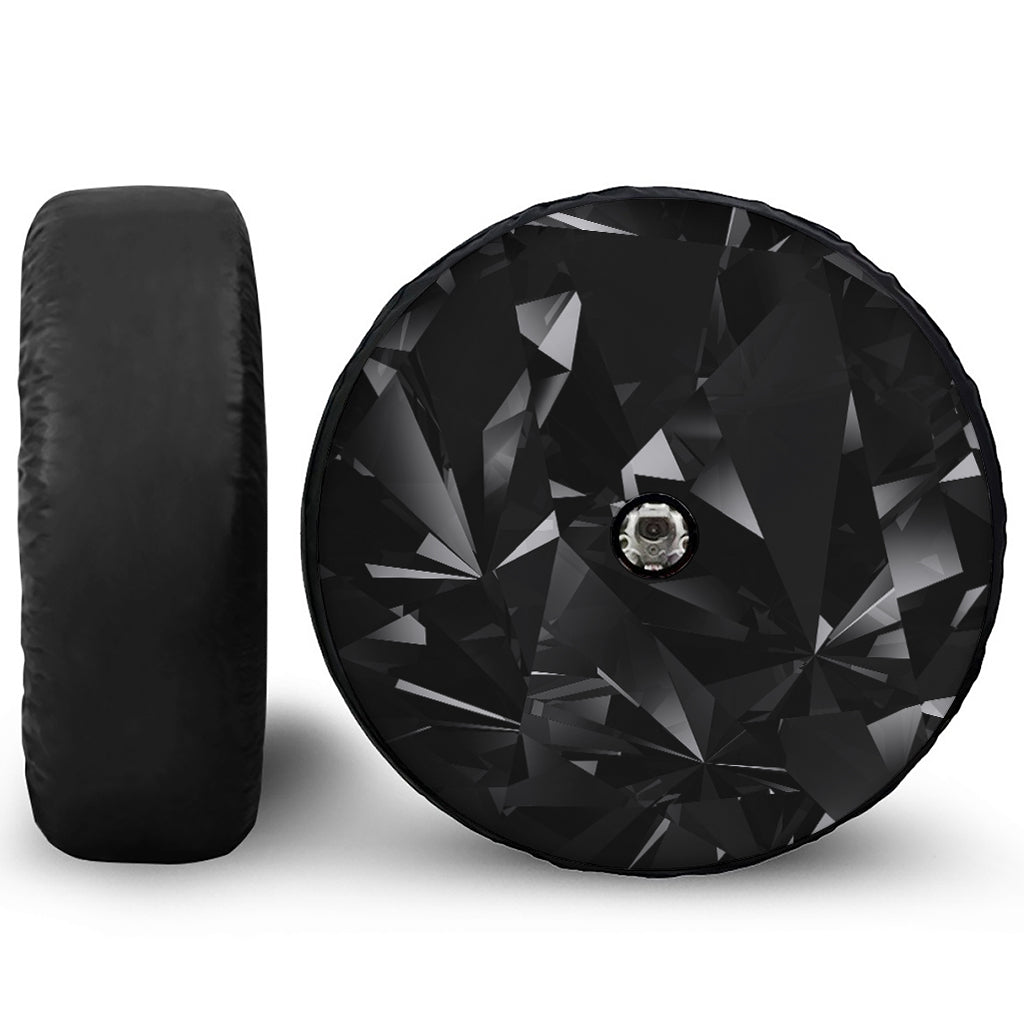 Black Diamond Print Tire Cover With Camera Hole