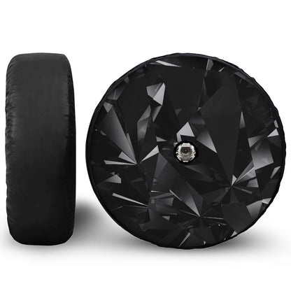 Black Diamond Print Tire Cover With Camera Hole