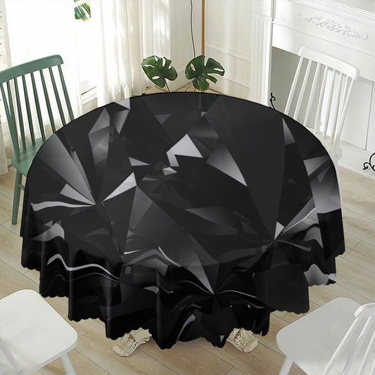 Black Diamond Print Waterproof Round Tablecloth