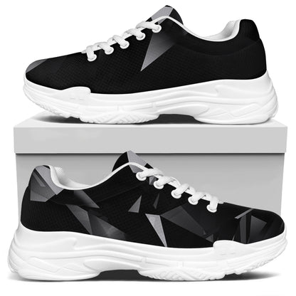 Black Diamond Print White Chunky Shoes